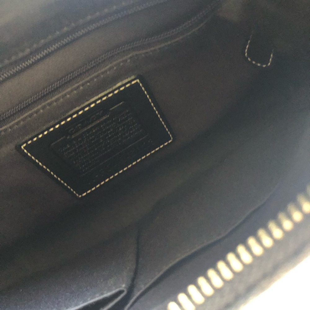 COACH Signature Hampton Shoulder Bag Black Leather/Canvas Purse Zippered Clasp - Picture 6 of 16